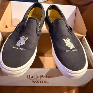 Vans Black and Yellow Hufflepuff Slip-On Sneakers